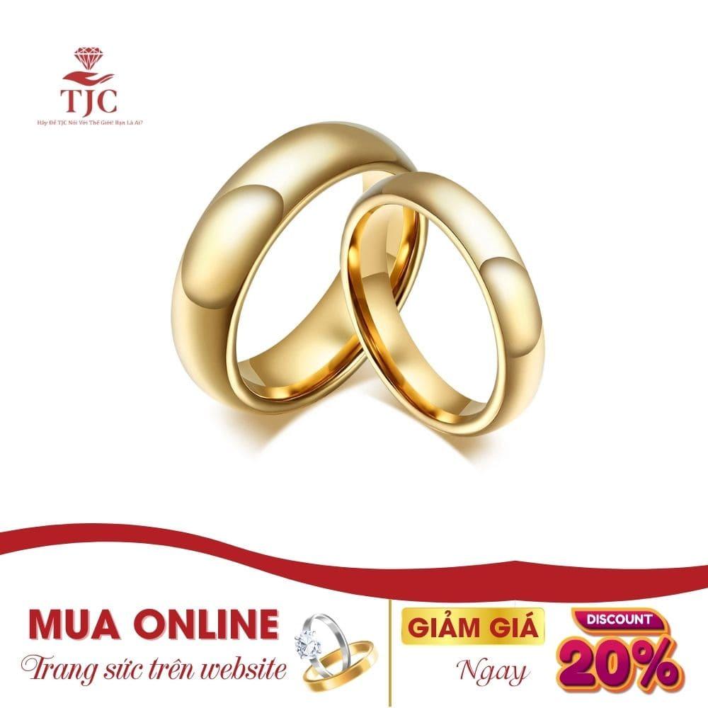 Mẫu nhẫn cưới trơn bản to bằng vàng 18k đơn giản