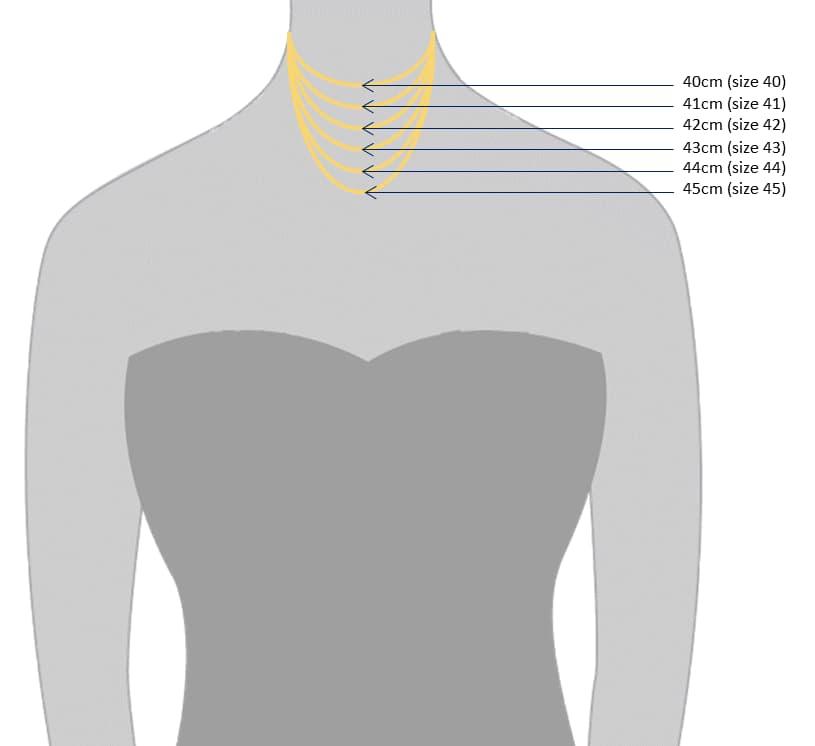 Bảng size dây chuyền thông thường